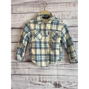 Members Mark Girls Sherpa Lined Shacket Blue Cream Size XS (4/5) NWT